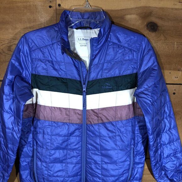 L.L. Bean Primaloft Packaway Colorblock Quilted Jacket Girls Size Large 14-16 - Picture 3 of 13
